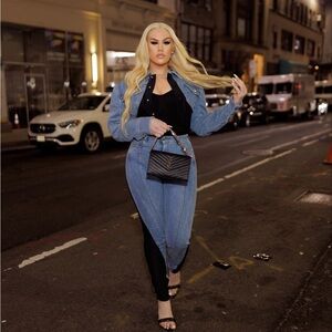 Worn twice authentic Mugler Jean set pants and Jacket